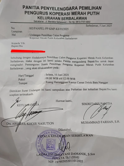 Pemilihan Ulang Koperasi Merah Putih Serbelawan Digelar Besok, Selasa 10 Juni 2025. - Berbagikabar.com